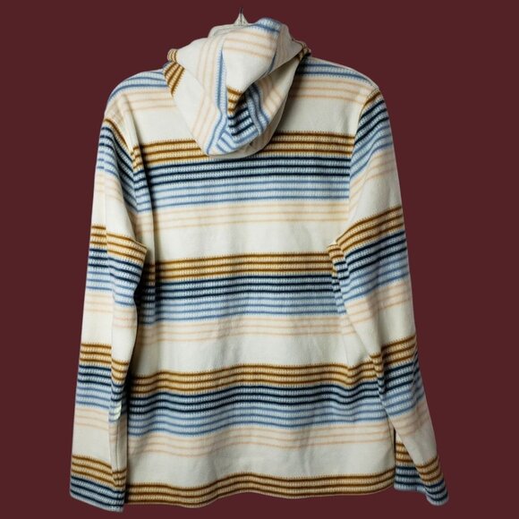 ONeill Women Striped Fleece Hoodie Pullover With Pockets Cream/Blue/brown Xlarge - Picture 2 of 11
